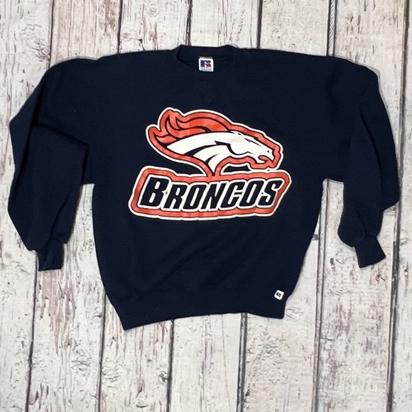 Denver Broncos 1990s Vintage NFL Football Crewneck Pullover Sweatshirt - Picture 1 of 5